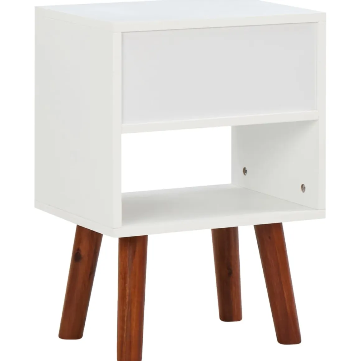 Pack de 2 mesitas de noche Roll cajón + estante blanco/madera 57x40x30 cm