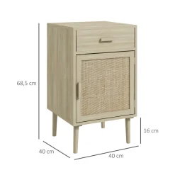 Pack de 2 mesitas de noche Pacific Homcom con cajón + armario roble 68,5x40x40 cm