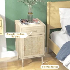 Pack de 2 mesitas de noche Pacific Homcom con cajón + armario roble 68,5x40x40 cm