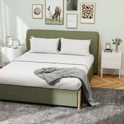 Pack de 2 mesitas de noche Naoki Homcom 2 cajones apertura push acero blanco 55x40x30 cm