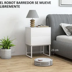 Pack de 2 mesitas de noche Naoki Homcom 2 cajones apertura push acero blanco 55x40x30 cm