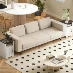 Pack de 2 mesitas de noche Remo Homcom con puerta y compartimento blanco/marrón 60x40x35 cm