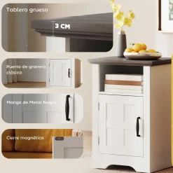 Pack de 2 mesitas de noche Remo Homcom con puerta y compartimento blanco/marrón 60x40x35 cm
