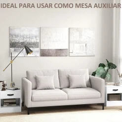 Pack de 2 mesitas de noche Savia Homcom con cajón y compartimento 41x39x28 cm