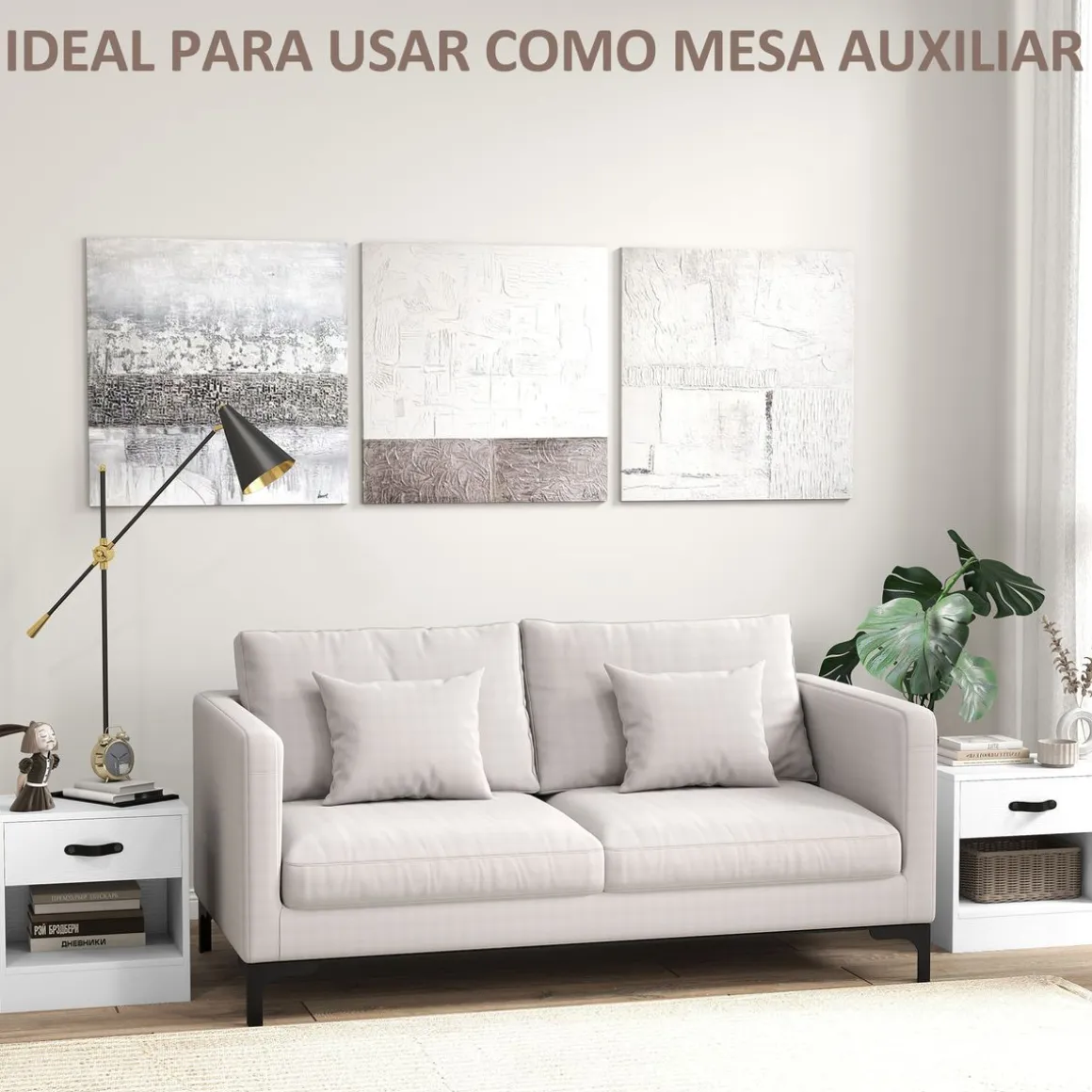 Pack de 2 mesitas de noche Savia Homcom con cajón y compartimento 41x39x28 cm