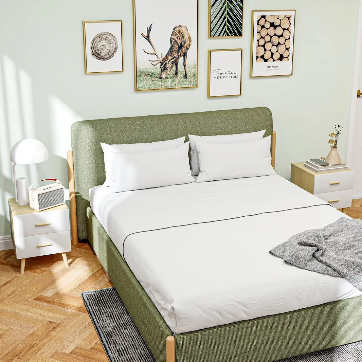 Pack de 2 mesitas de noche Asger 2 cajones roble 50x40 cm