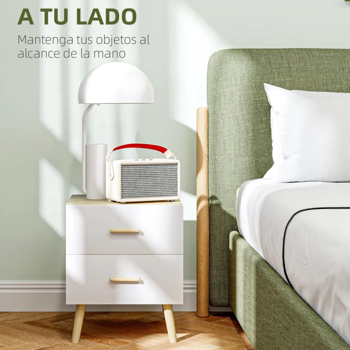 Pack de 2 mesitas de noche Asger 2 cajones roble 50x40 cm