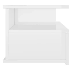 Pack de 2 mesitas de noche flotantes 1 cajón 2 estantes blanco brillo 27x40x31 cm