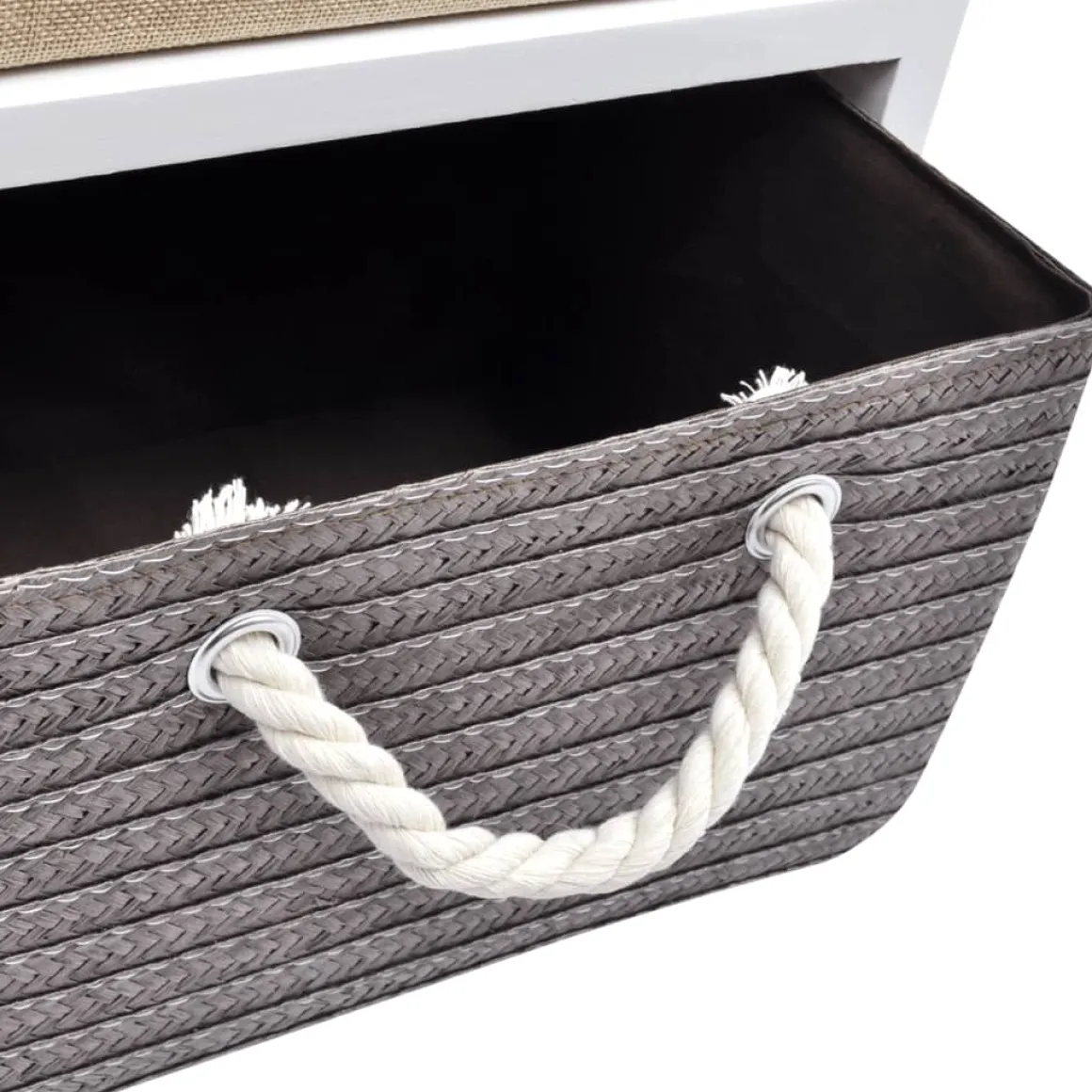 Pack de 2 mesitas de noche Ofelia 2 cajones con asa de cuerda blanco 48x35x27 cm