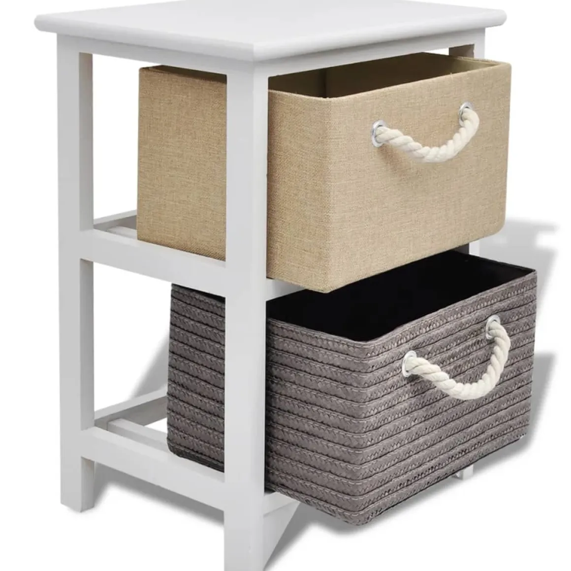 Pack de 2 mesitas de noche Ofelia 2 cajones con asa de cuerda blanco 48x35x27 cm