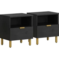 Pack de 2 mesitas de noche Tristán con cajón + compartimento negro 46x40x33 cm
