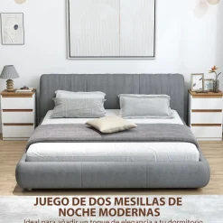 Pack de 2 mesitas de noche Duo Homcom 3 cajones blanco 59,5x40x30 cm