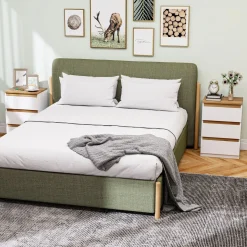 Pack de 2 mesitas de noche Duo Homcom 3 cajones blanco 59,5x40x30 cm