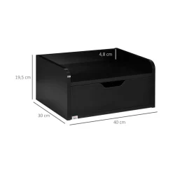 Pack de 2 mesitas de noche Mina Homcom flotantes con cajón negro 19,5x40x30 cm