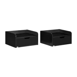 Pack de 2 mesitas de noche Mina Homcom flotantes con cajón negro 19,5x40x30 cm