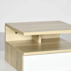 Pack de 2 mesitas de noche Agatha Homcom 1 cajón blanco/natural 22,5x35x32 cm
