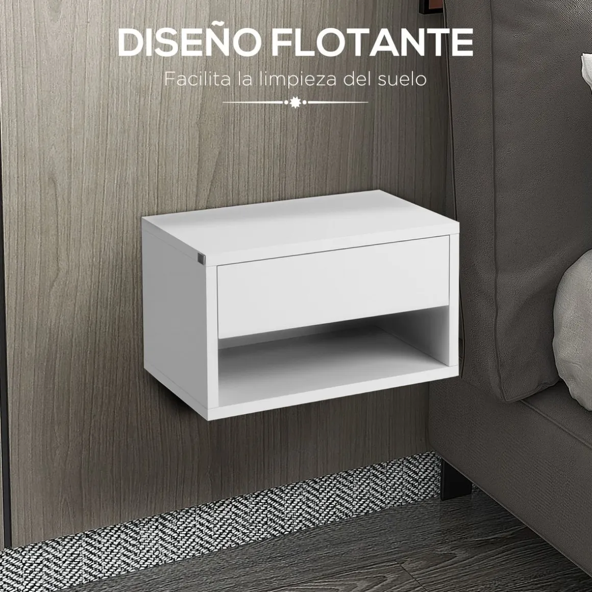 Pack de 2 mesitas Manuela Homcom 1 cajón + 1 estante blanco