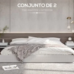 Pack de 2 mesitas Manuela Homcom 1 cajón + 1 estante blanco