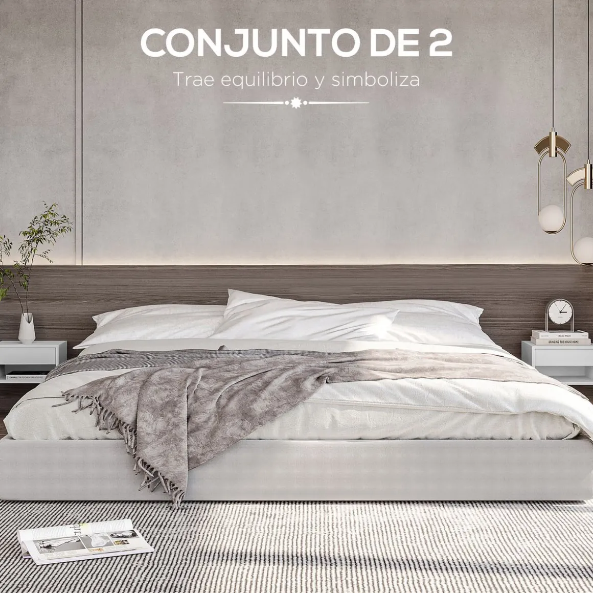 Pack de 2 mesitas Manuela Homcom 1 cajón + 1 estante blanco