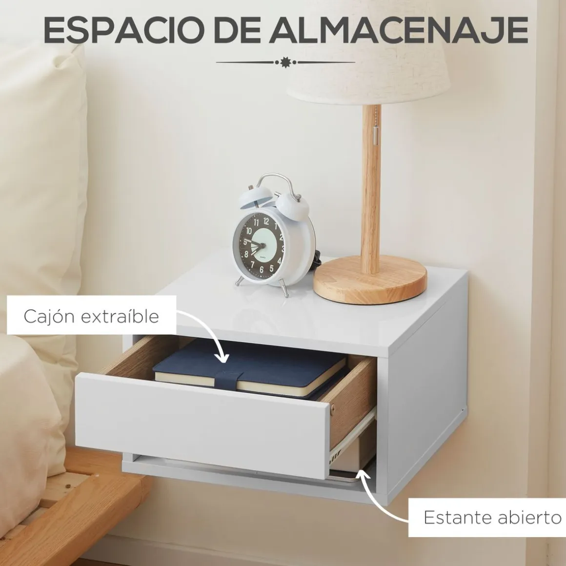 Pack de 2 mesitas Manuela Homcom 1 cajón + 1 estante blanco