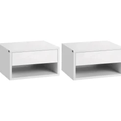Pack de 2 mesitas Manuela Homcom 1 cajón + 1 estante blanco