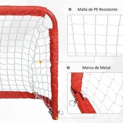 Pack de 2 miniporterías Axis Homcom plegables rojo 60x90x36 cm