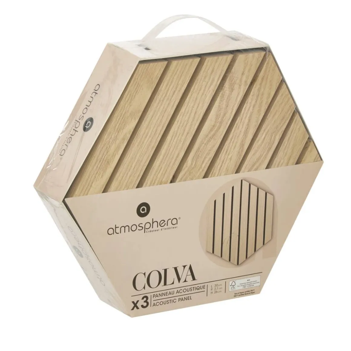 Pack de 3 paneles decorativos Colva Atmosphera natural 30x26x2,1 cm