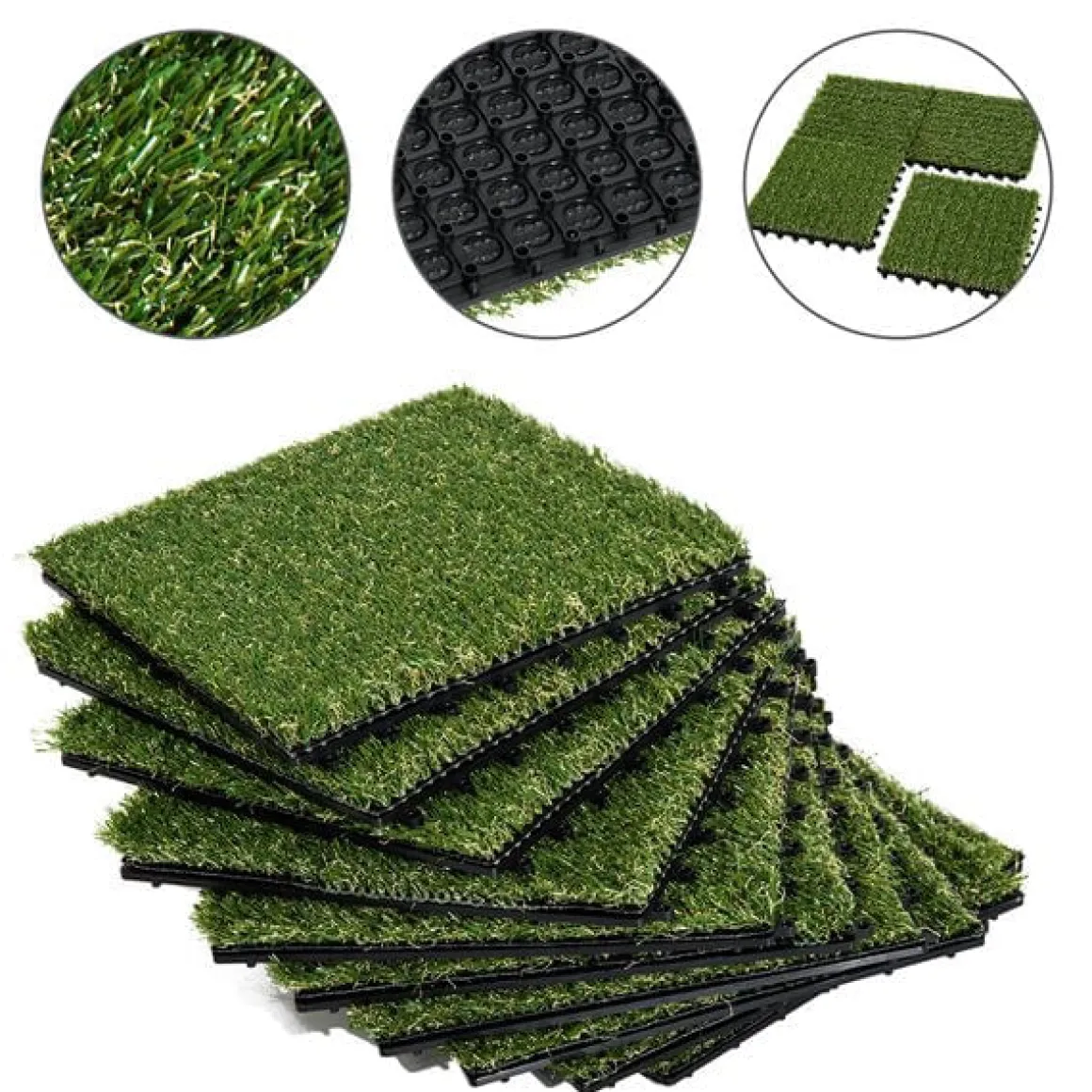 Pack de 10 placas de césped artificial Outsunny verde grosor 25mm
