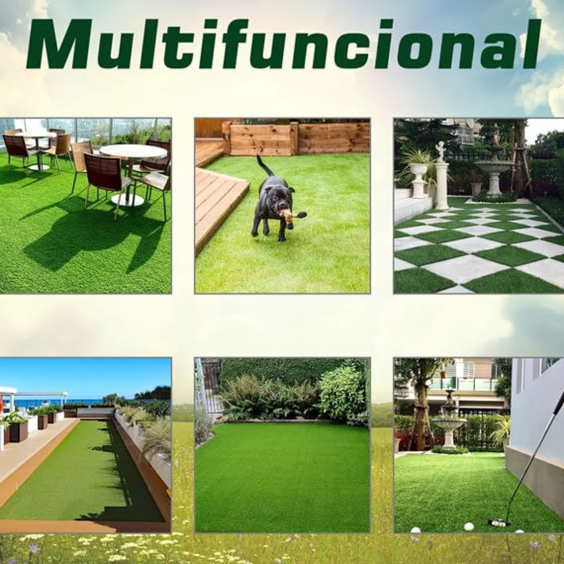 Pack de 10 placas de césped artificial Outsunny verde grosor 25mm