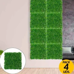 Pack de 4 planchas de jardín vertical artificial suculenta verde