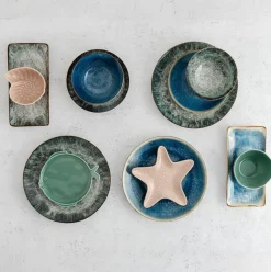 Pack de 6 platos Aura Stela Bidasoa diseño pez porcelana verde 2x19x18 cm