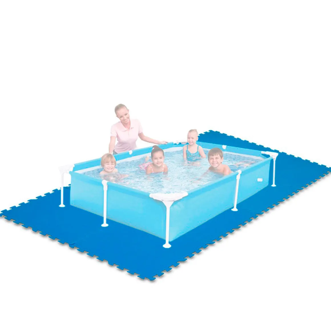 Pack de 8 protectores de suelo para piscinas Intex forma cuadrada azul