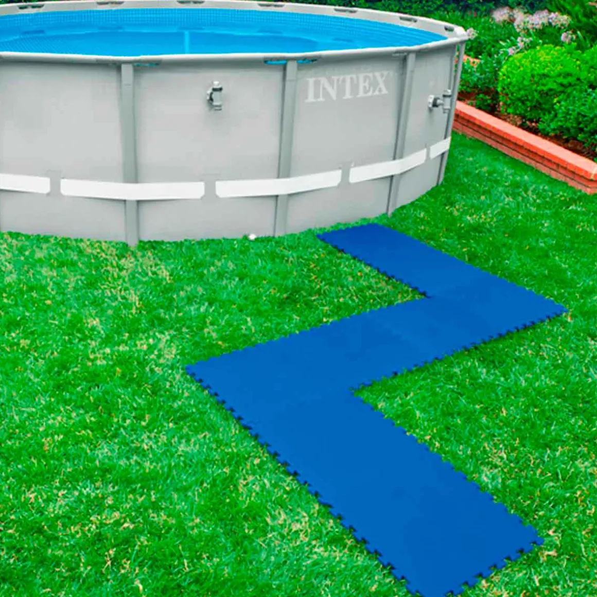 Pack de 8 protectores de suelo para piscinas Intex forma cuadrada azul