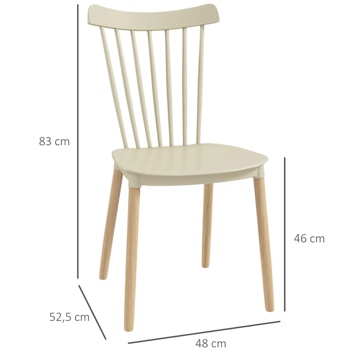 Pack de 4 sillas Behy Homcom respaldo curvo natural 83x48x52,5 cm