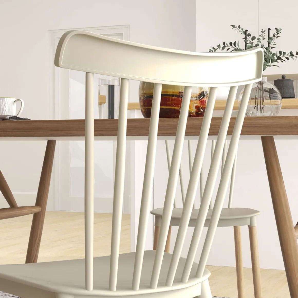 Pack de 4 sillas Behy Homcom respaldo curvo natural 83x48x52,5 cm