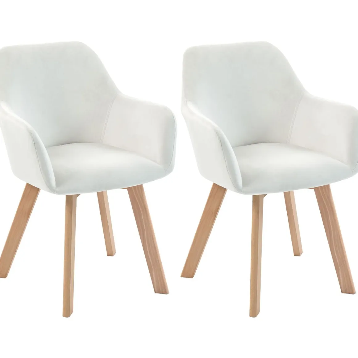 Pack de 2 sillas de comedor Cream Homcom tapizadas blanco 80x54x57 cm