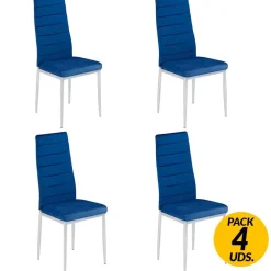 Pack de 4 sillas de comedor Avatar velvet azul 96,6x40x39,7 cm