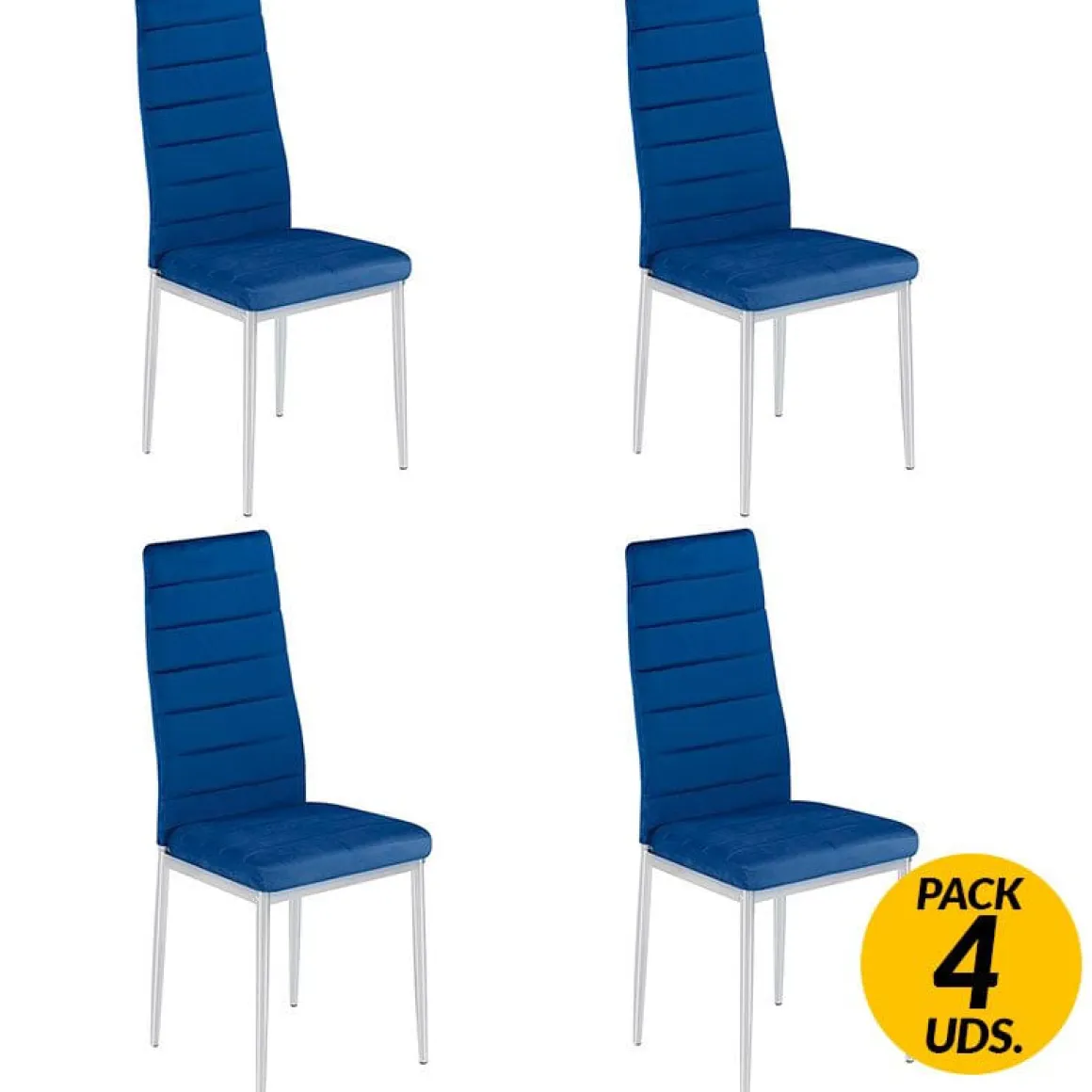 Pack de 4 sillas de comedor Avatar velvet azul 96,6x40x39,7 cm