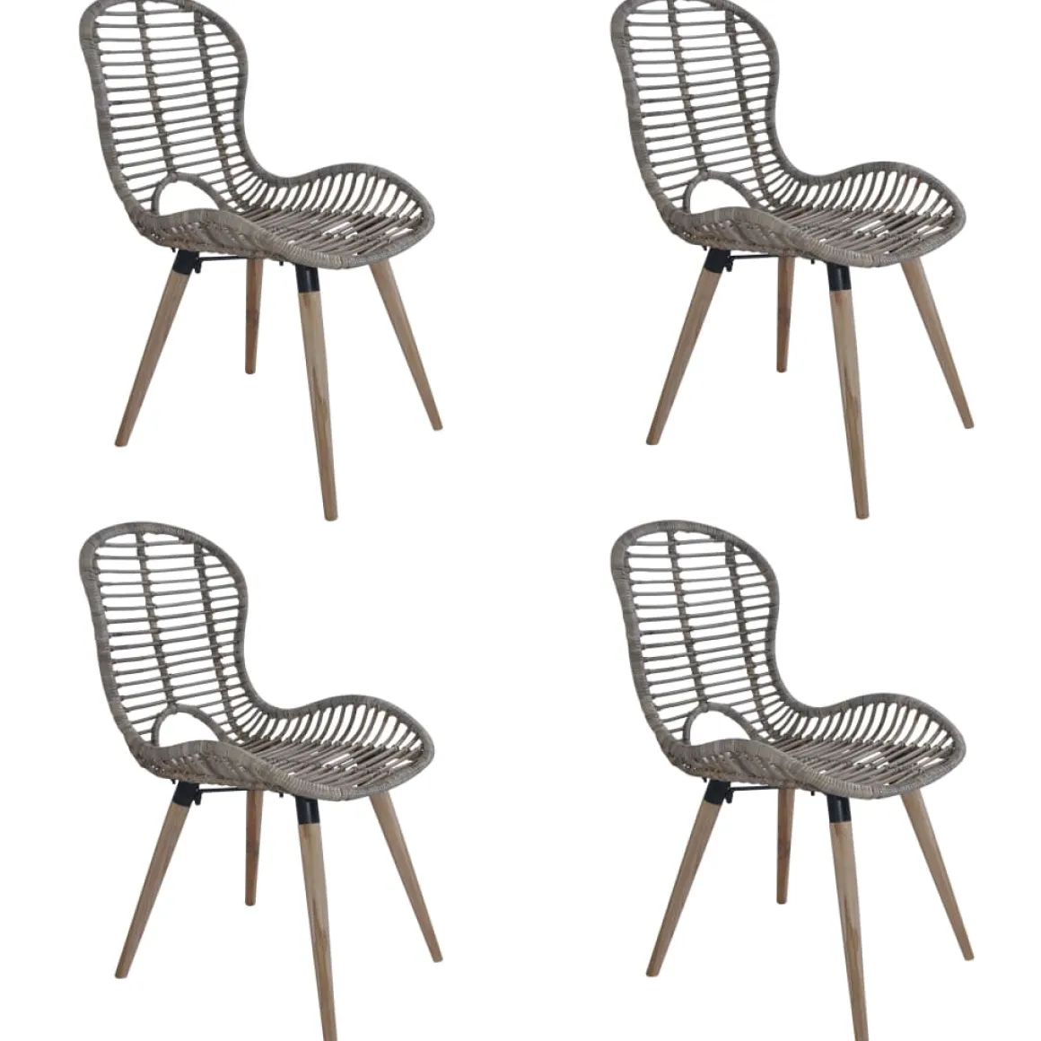 Pack de 4 sillas de comedor Oreo ratán 85x48x64 cm