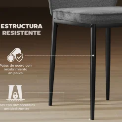 Pack de 2 sillas de comedor Andrea Homcom acolchado