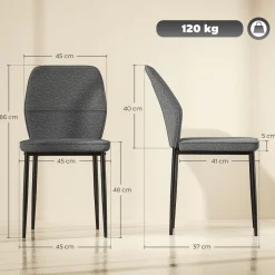 Pack de 2 sillas de comedor Andrea Homcom acolchado