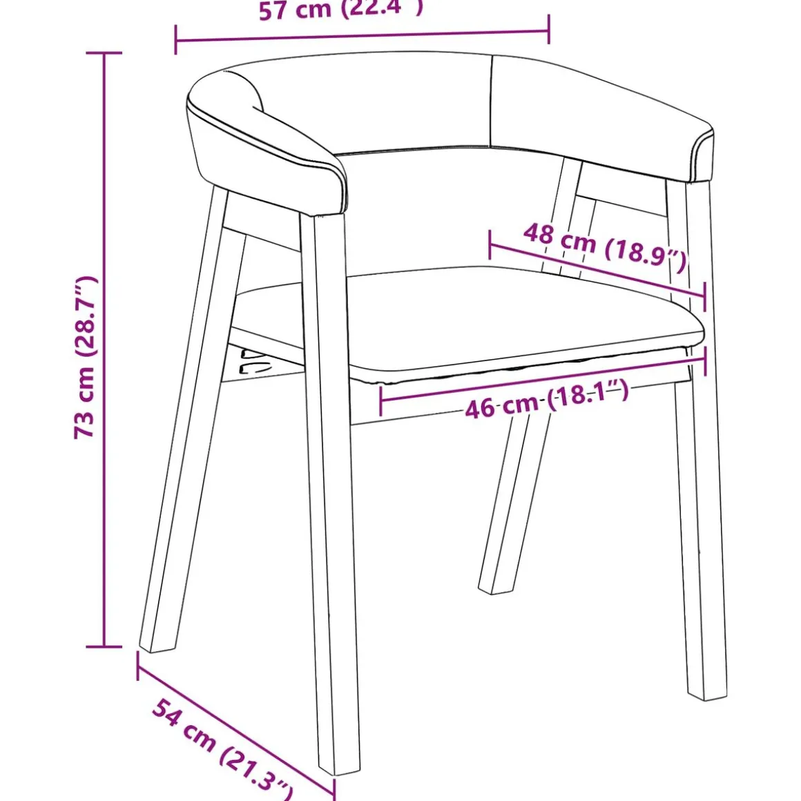 Pack de 2 sillas de comedor Maine respaldo acolchado