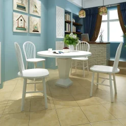 Pack de 4 sillas de comedor Calama madera de caucho blanco 94x46,5x52 cm