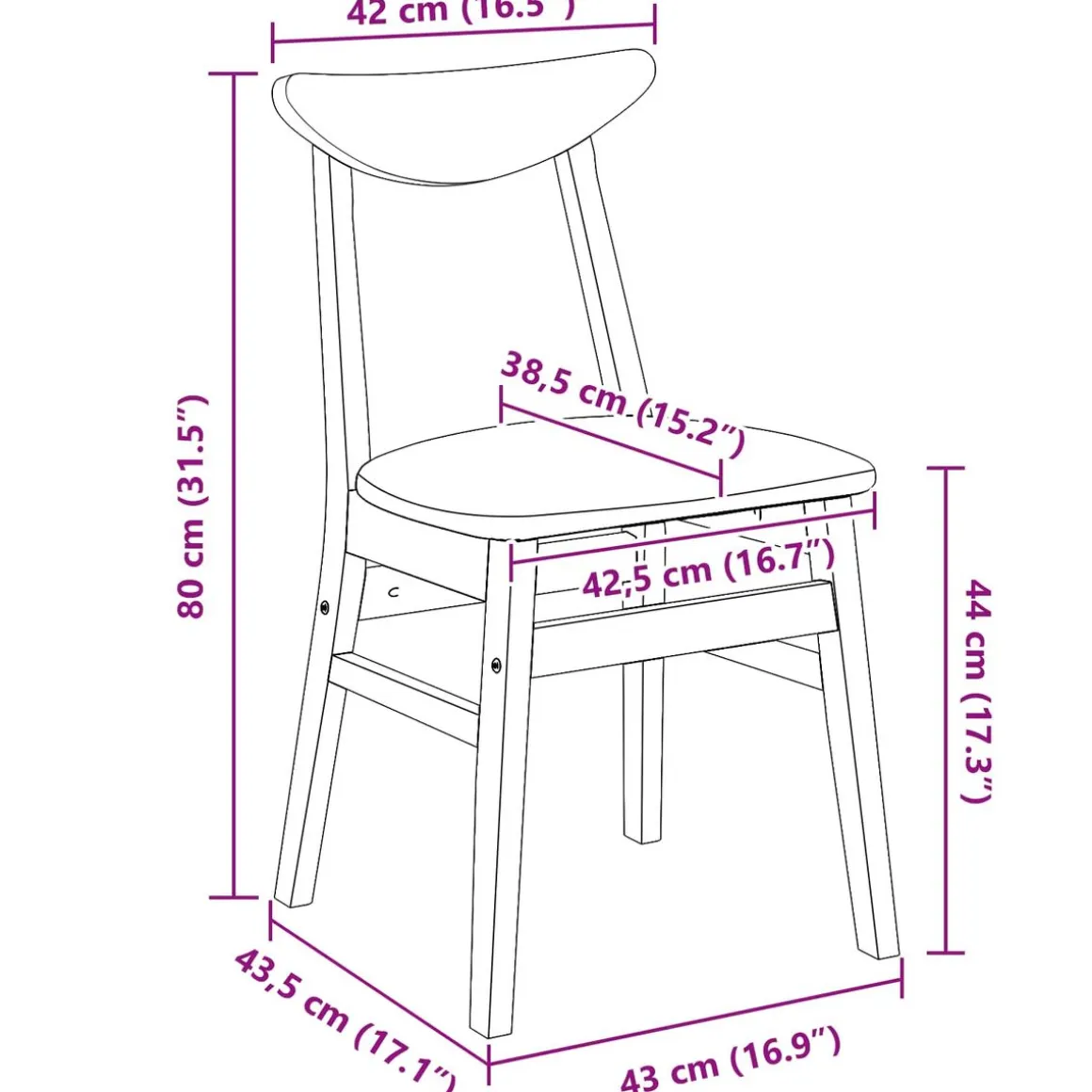 Pack de 2 sillas de comedor Ninfa