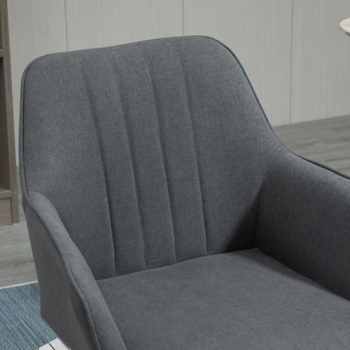 Pack de 2 sillas de comedor Uchiko Homcom tapizado lino gris 81x59,5x56,5 cm
