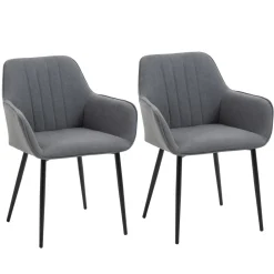 Pack de 2 sillas de comedor Uchiko Homcom tapizado lino gris 81x59,5x56,5 cm