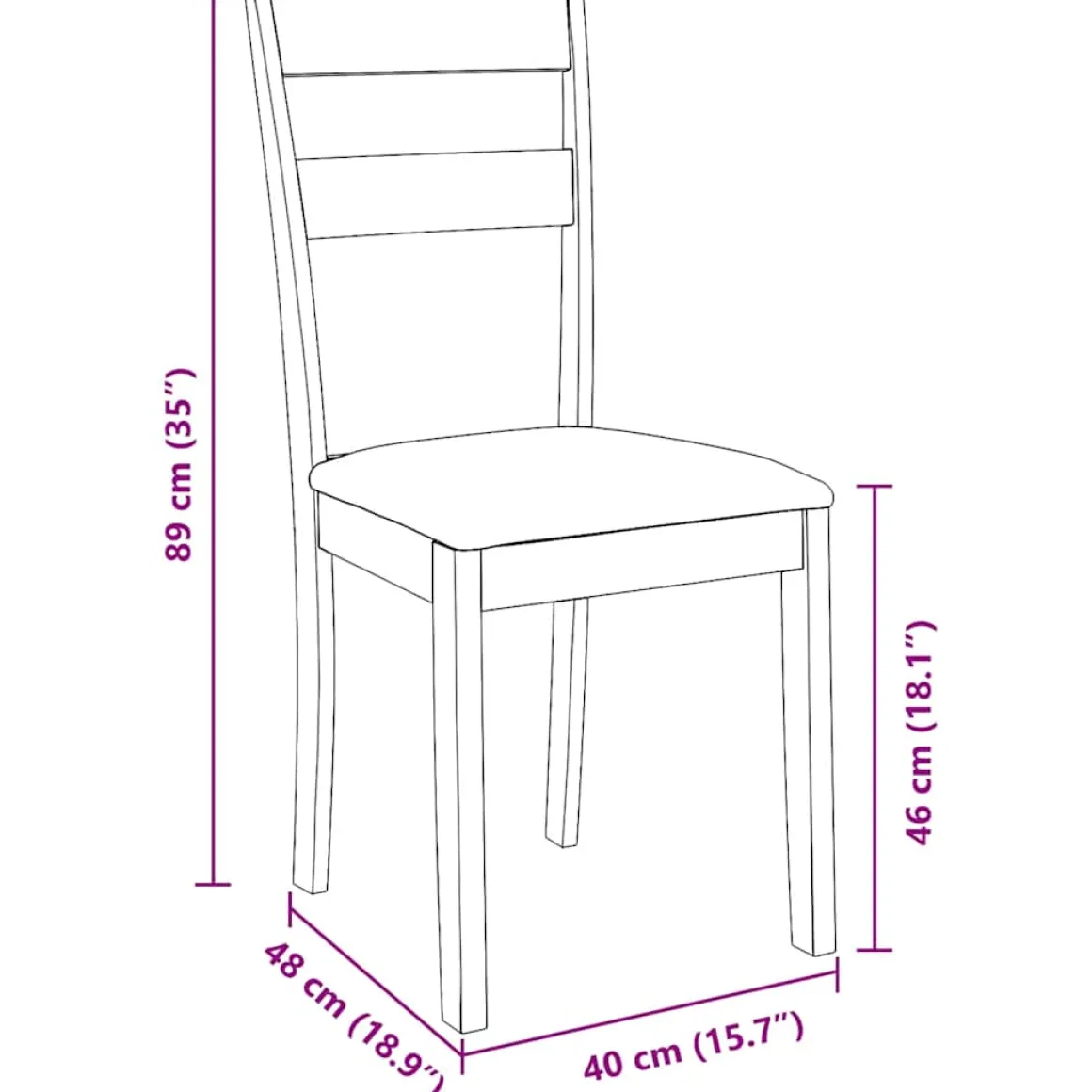 Pack de 2 sillas de comedor Laurent asientos acolchados