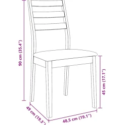 Pack de 2 sillas de comedor Sirena respaldo alistonado 90x48,5x49 cm