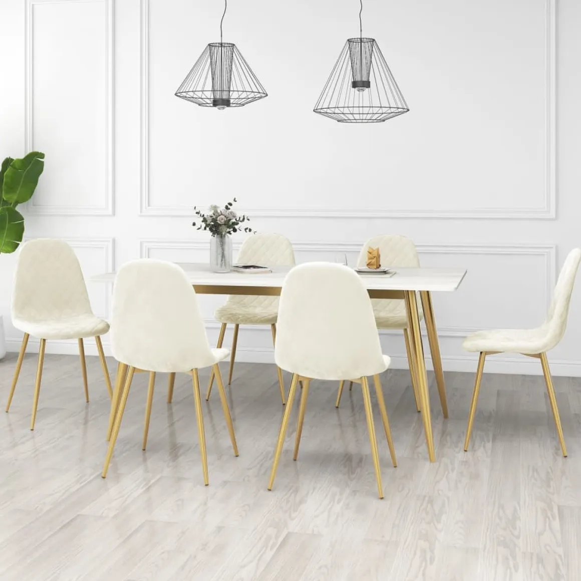 Pack de 6 sillas de comedor Millie terciopelo patas doradas 83x45x53,5 cm