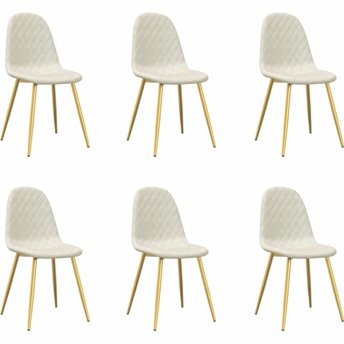 Pack de 6 sillas de comedor Millie terciopelo patas doradas 83x45x53,5 cm